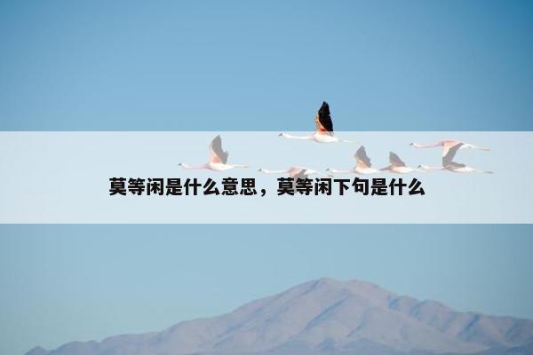 莫等闲是什么意思，莫等闲下句是什么