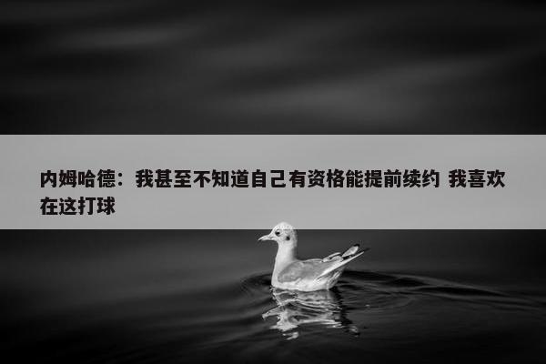 内姆哈德：我甚至不知道自己有资格能提前续约 我喜欢在这打球