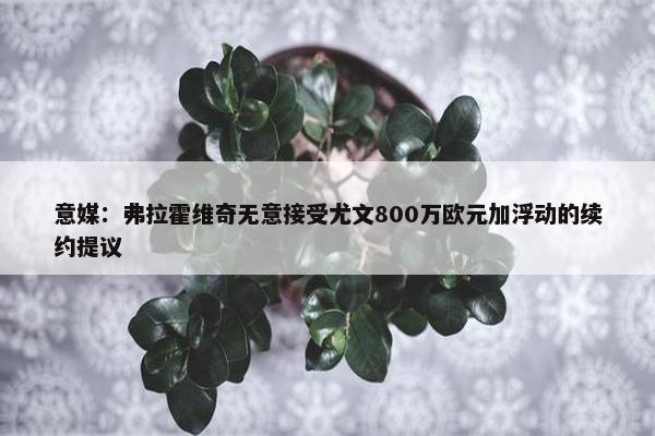 意媒：弗拉霍维奇无意接受尤文800万欧元加浮动的续约提议