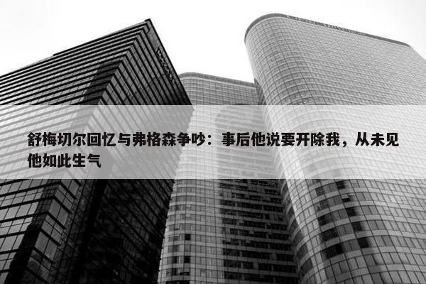 舒梅切尔回忆与弗格森争吵：事后他说要开除我，从未见他如此生气