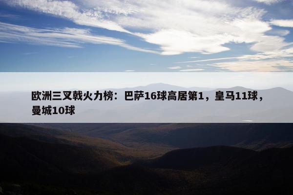 欧洲三叉戟火力榜：巴萨16球高居第1，皇马11球，曼城10球