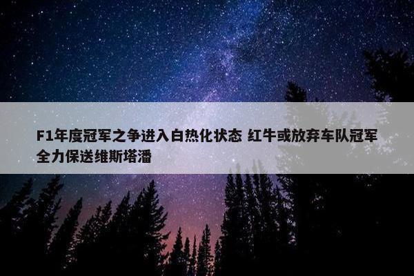 F1年度冠军之争进入白热化状态 红牛或放弃车队冠军全力保送维斯塔潘