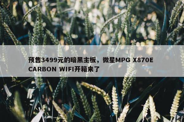 预售3499元的暗黑主板，微星MPG X870E CARBON WIFI开箱来了