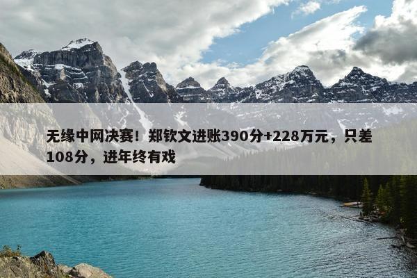 无缘中网决赛！郑钦文进账390分+228万元，只差108分，进年终有戏