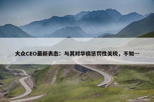 大众CEO最新表态：与其对华搞惩罚性关税，不如…