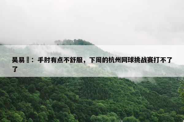 吴易昺：手肘有点不舒服，下周的杭州网球挑战赛打不了了