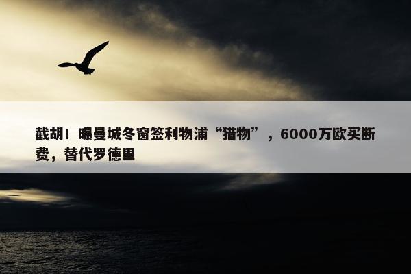 截胡！曝曼城冬窗签利物浦“猎物”，6000万欧买断费，替代罗德里