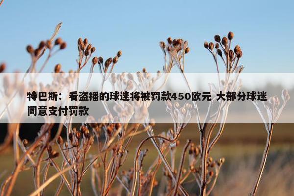 特巴斯：看盗播的球迷将被罚款450欧元 大部分球迷同意支付罚款