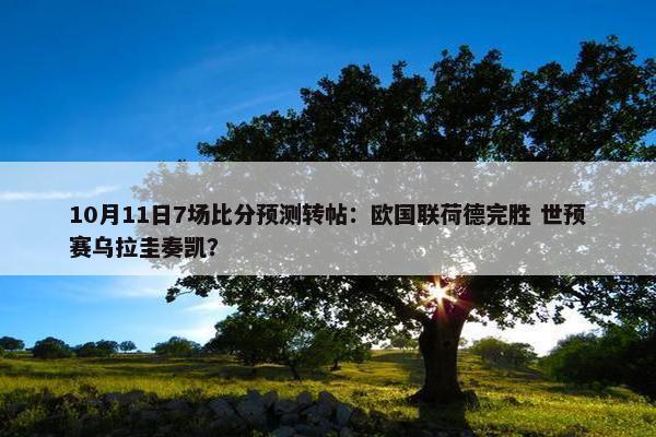 10月11日7场比分预测转帖：欧国联荷德完胜 世预赛乌拉圭奏凯？