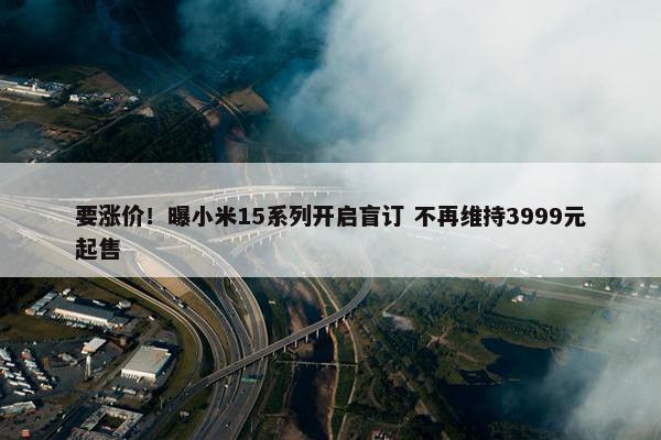 要涨价！曝小米15系列开启盲订 不再维持3999元起售