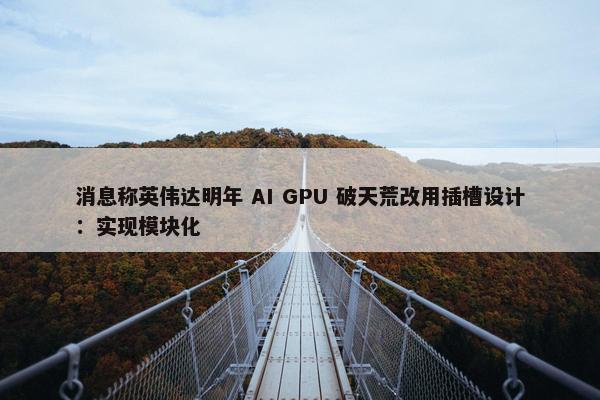 消息称英伟达明年 AI GPU 破天荒改用插槽设计：实现模块化