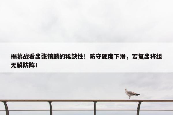 揭幕战看出张镇麟的稀缺性！防守硬度下滑，若复出将组无解防阵！