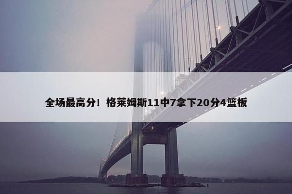 全场最高分！格莱姆斯11中7拿下20分4篮板