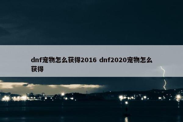 dnf宠物怎么获得2016 dnf2020宠物怎么获得