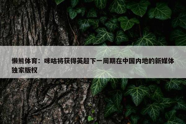 懒熊体育：咪咕将获得英超下一周期在中国内地的新媒体独家版权