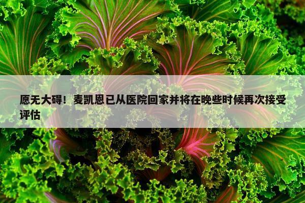 愿无大碍！麦凯恩已从医院回家并将在晚些时候再次接受评估