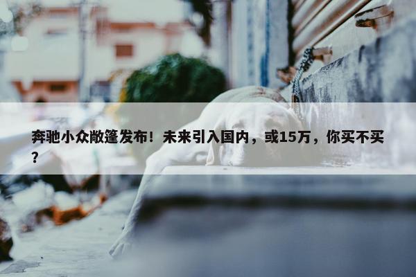 奔驰小众敞篷发布！未来引入国内，或15万，你买不买？