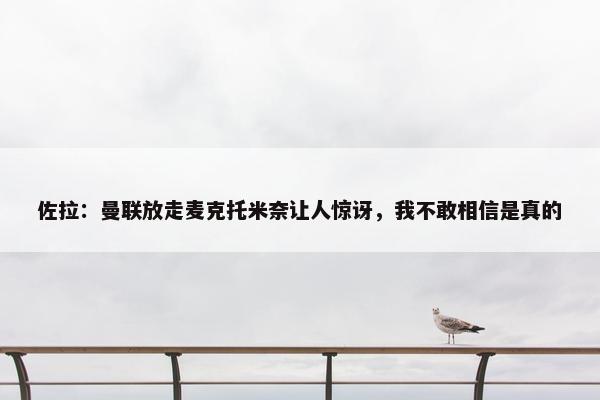 佐拉：曼联放走麦克托米奈让人惊讶，我不敢相信是真的