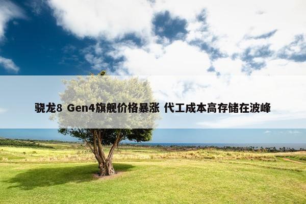 骁龙8 Gen4旗舰价格暴涨 代工成本高存储在波峰