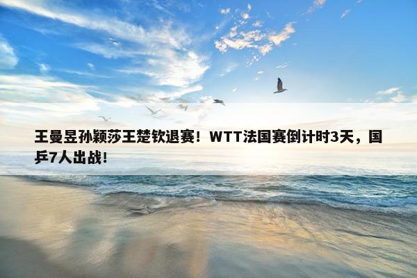 王曼昱孙颖莎王楚钦退赛！WTT法国赛倒计时3天，国乒7人出战！