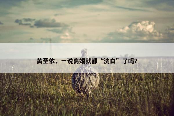 黄圣依，一说离婚就都“洗白”了吗？