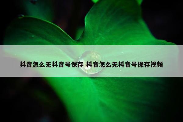 抖音怎么无抖音号保存 抖音怎么无抖音号保存视频