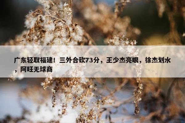 广东轻取福建！三外合砍73分，王少杰亮眼，徐杰划水，阿旺无球商