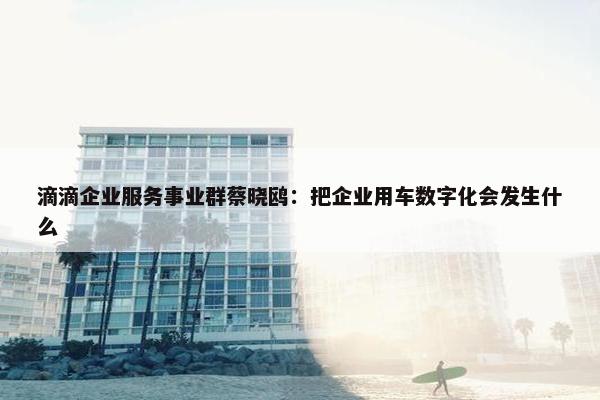 滴滴企业服务事业群蔡晓鸥：把企业用车数字化会发生什么