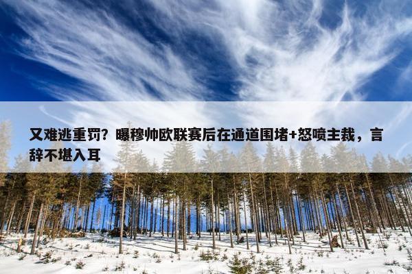 又难逃重罚？曝穆帅欧联赛后在通道围堵+怒喷主裁，言辞不堪入耳