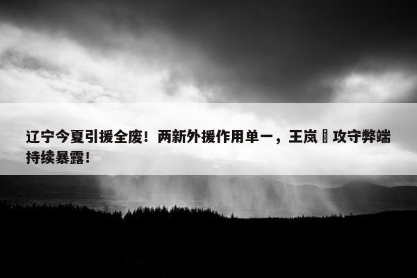 辽宁今夏引援全废！两新外援作用单一，王岚嵚攻守弊端持续暴露！